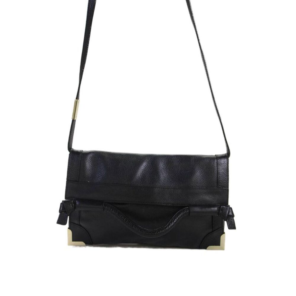 Foley + Corinna Women's Snap Closure Leather Shoulder Handbag Black